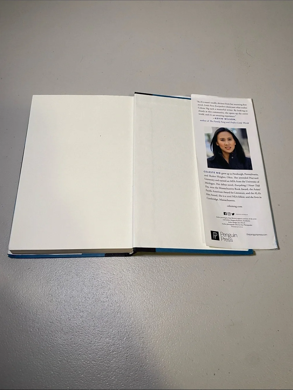 Celeste Ng Little Fires Everywhere Hardcover in Teal & Blue